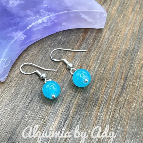 Untreated topaz silver dangle minimalist colorful spheres earrings - Picture 1 of 1